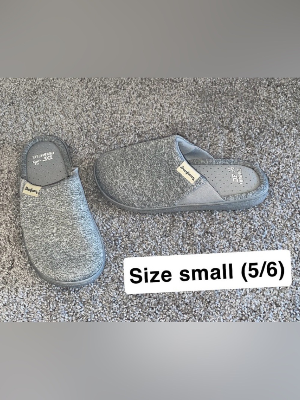 dearfoams Women's Gray Slip-On Memory Foam Slippers